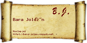 Bara Jolán névjegykártya